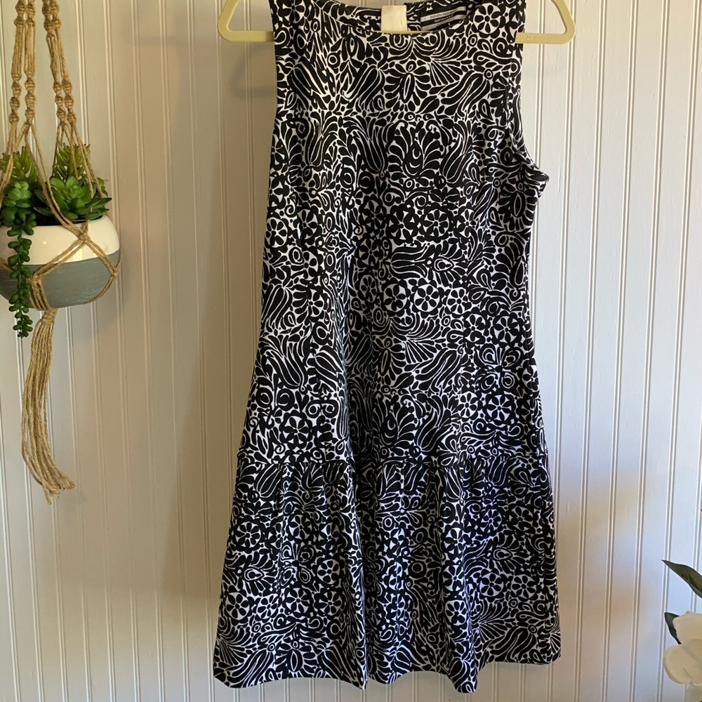 Banana Republic Marimekko Black White Dress sz 10
